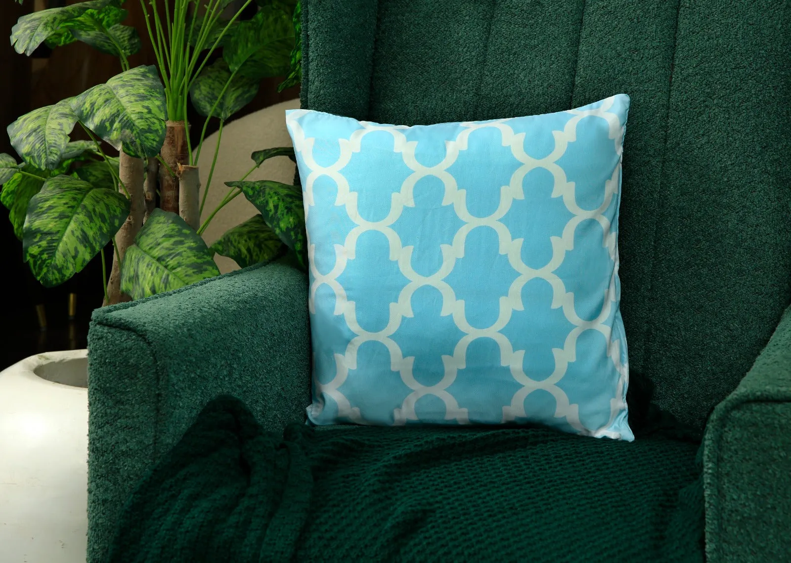 4 PCs Digital Printed Cotton Cushions-Ocean Blue