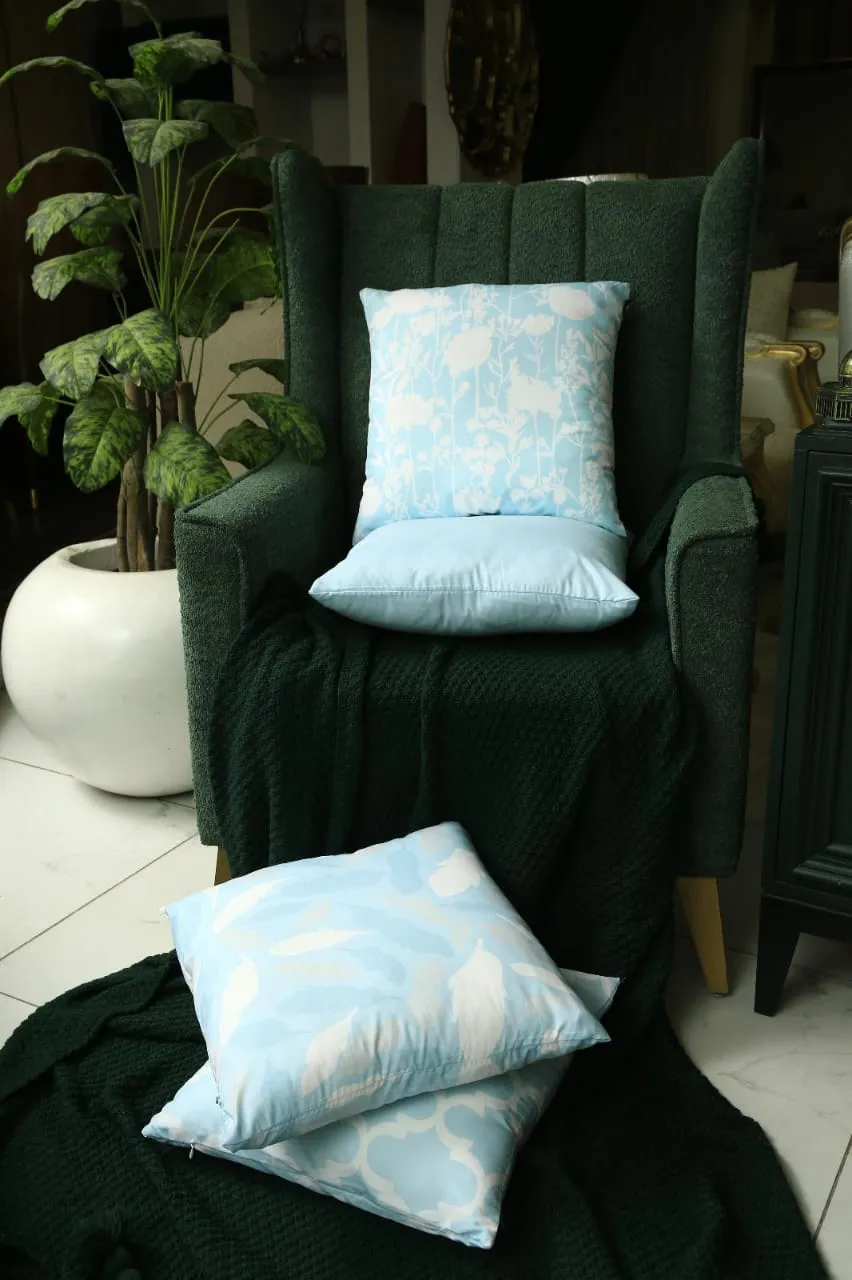 4 PCs Digital Printed Cotton Cushions-Ocean Blue