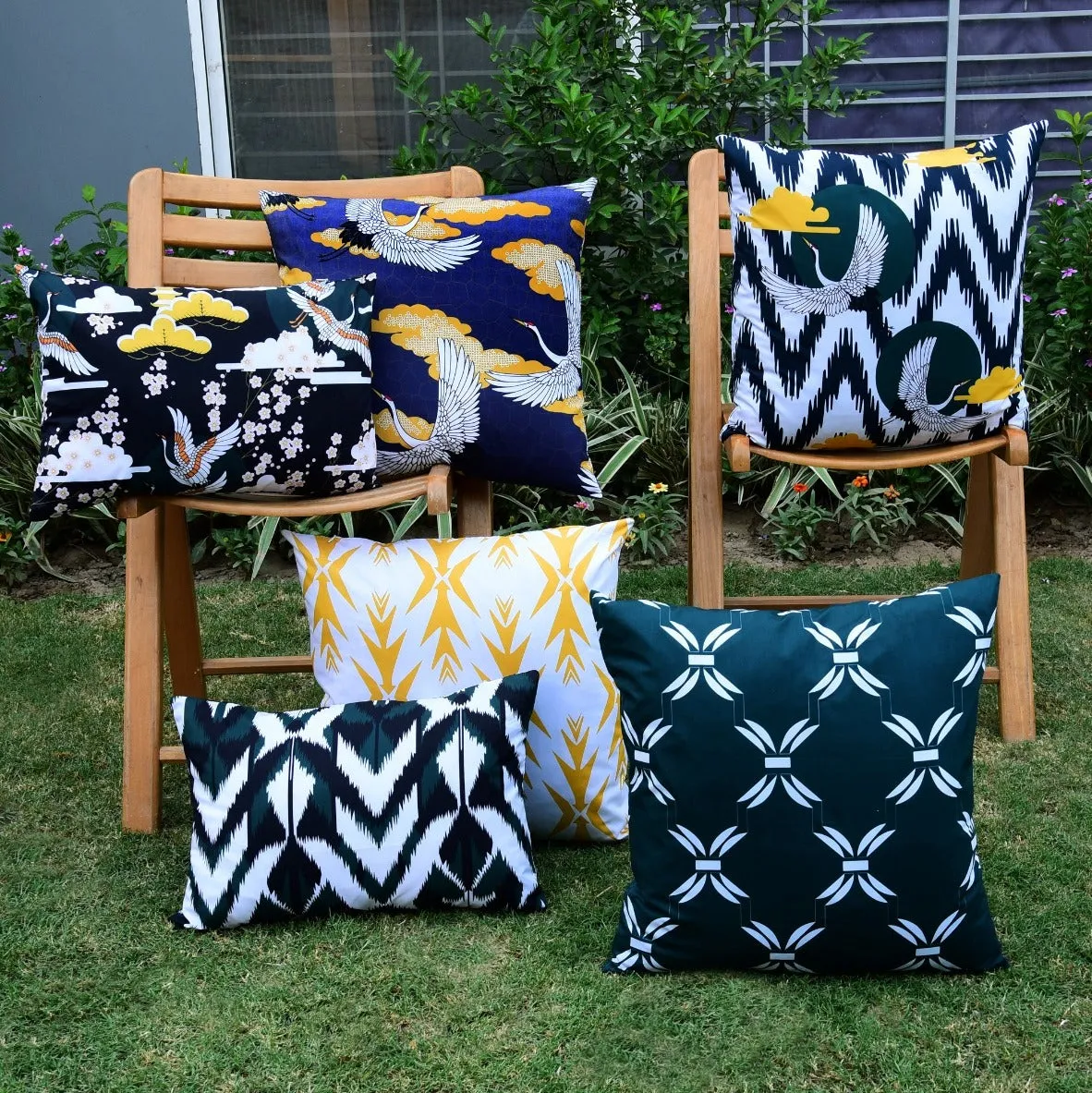6 PCs Digital Printed Cotton Cushions-Swans