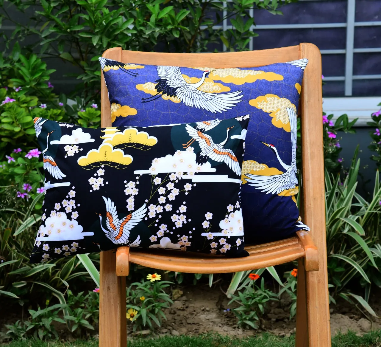 6 PCs Digital Printed Cotton Cushions-Swans