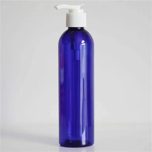 8 oz Blue PET Bullet Bottle with 24-410 Neck