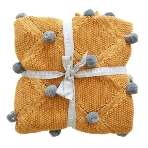 Alimrose - Baby Blanket Pom Pom Knit Butterscotch
