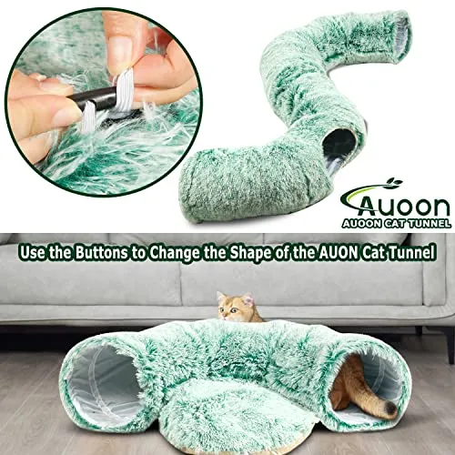 AUOON Cat Tunnel Bed with Central Mat,Big Tube Playground Toys, Kittens, Puppies, Rabbits