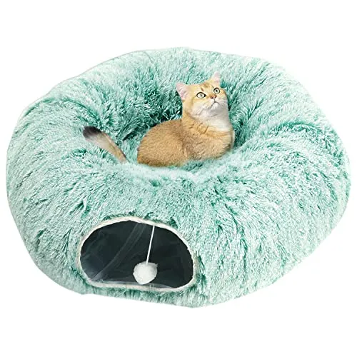 AUOON Cat Tunnel Bed with Central Mat,Big Tube Playground Toys, Kittens, Puppies, Rabbits