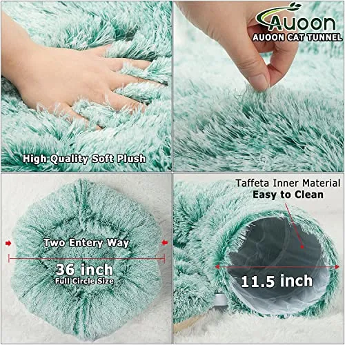 AUOON Cat Tunnel Bed with Central Mat,Big Tube Playground Toys, Kittens, Puppies, Rabbits