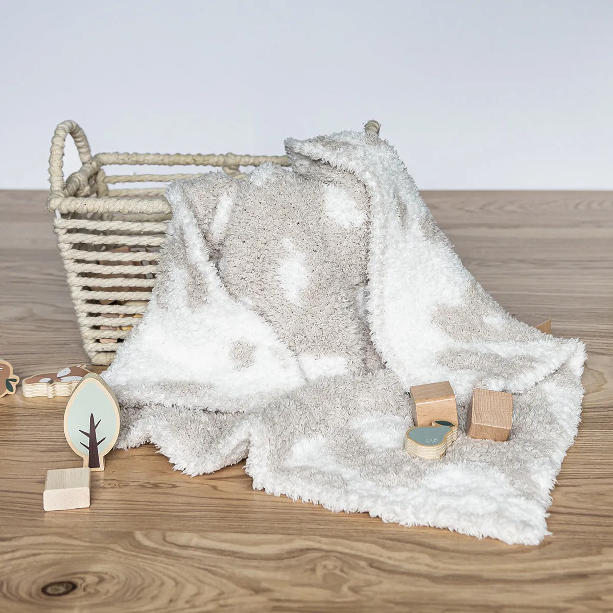 Blushing Beige & White Cow Print Toddler Blanket
