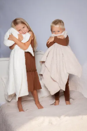 Blushing Beige Solid Double Layered Toddler Blanket