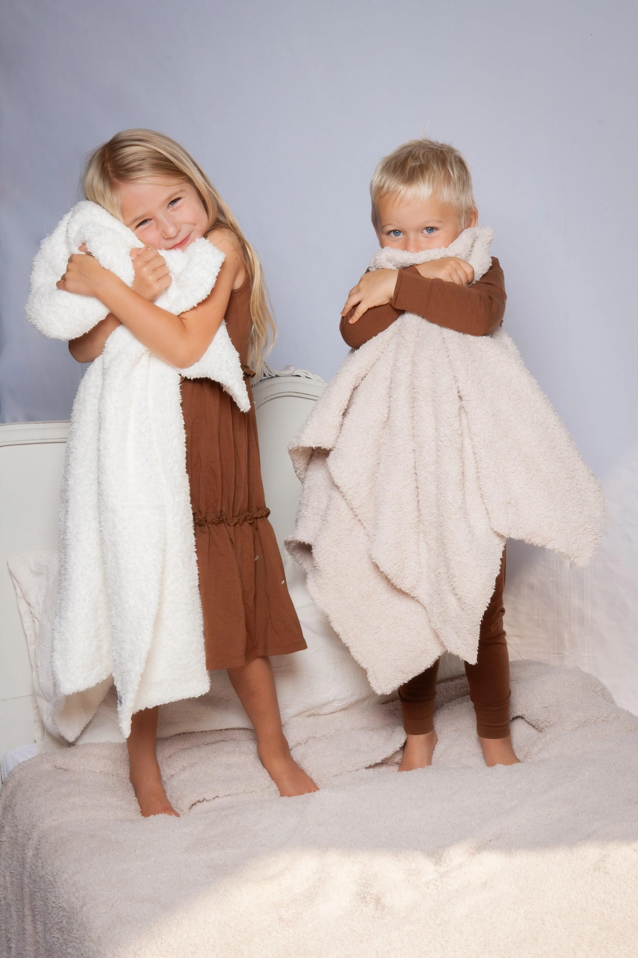 Blushing Beige Solid Double Layered Toddler Blanket