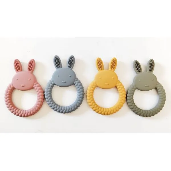 Bunny Teether Ring Pink 11cm