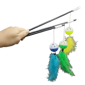 Cat Stick Teaser Toy with Bell & Feather