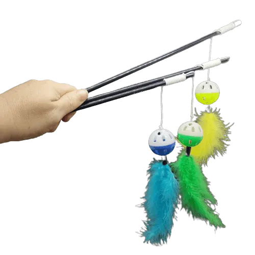 Cat Stick Teaser Toy with Bell & Feather