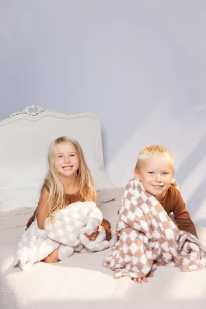 Chocolate Milk & White Check Print Toddler Blanket