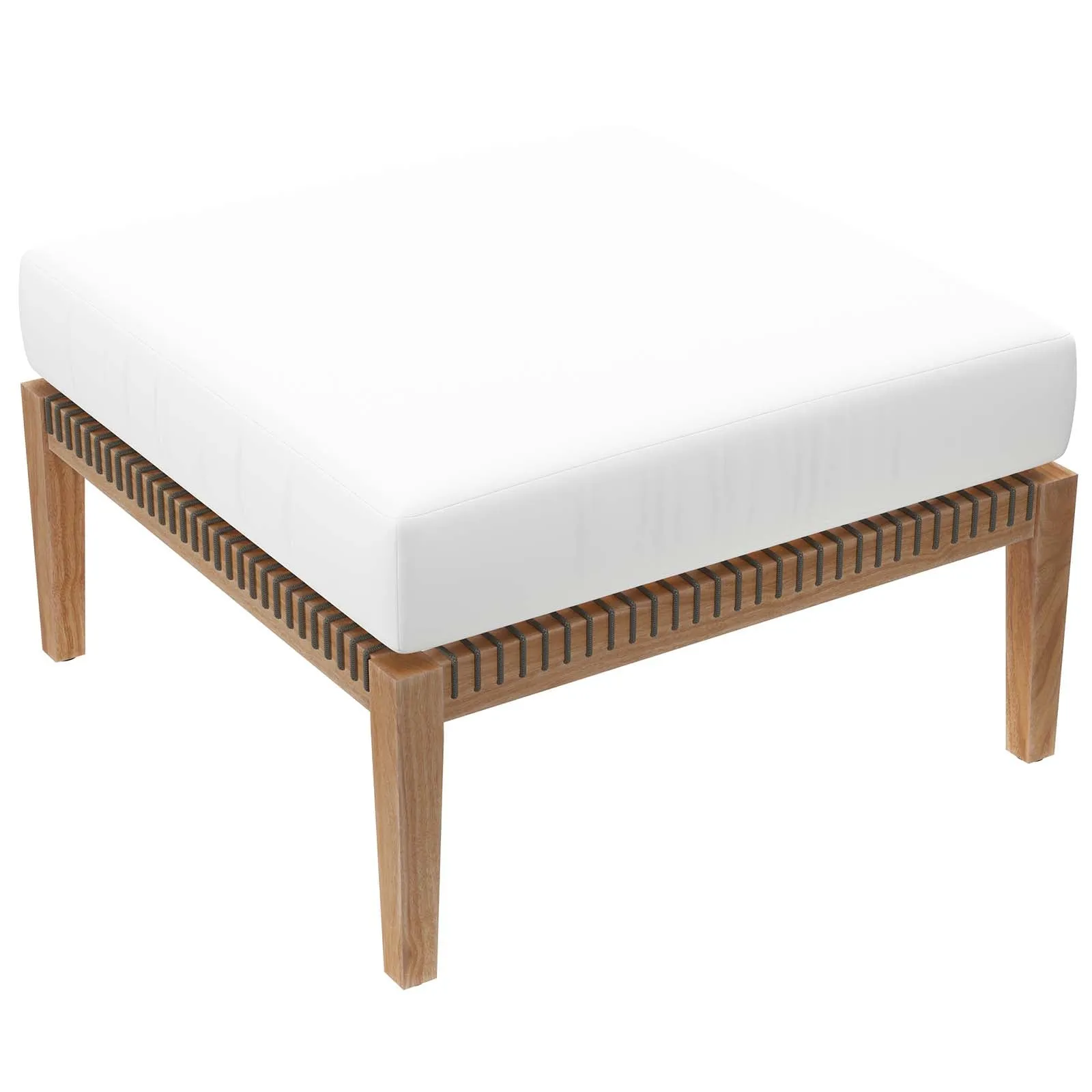 Clearwater Outdoor Patio Teak Wood 4-Piece Sectional Sofa Gray White EEI-6121-GRY-WHI