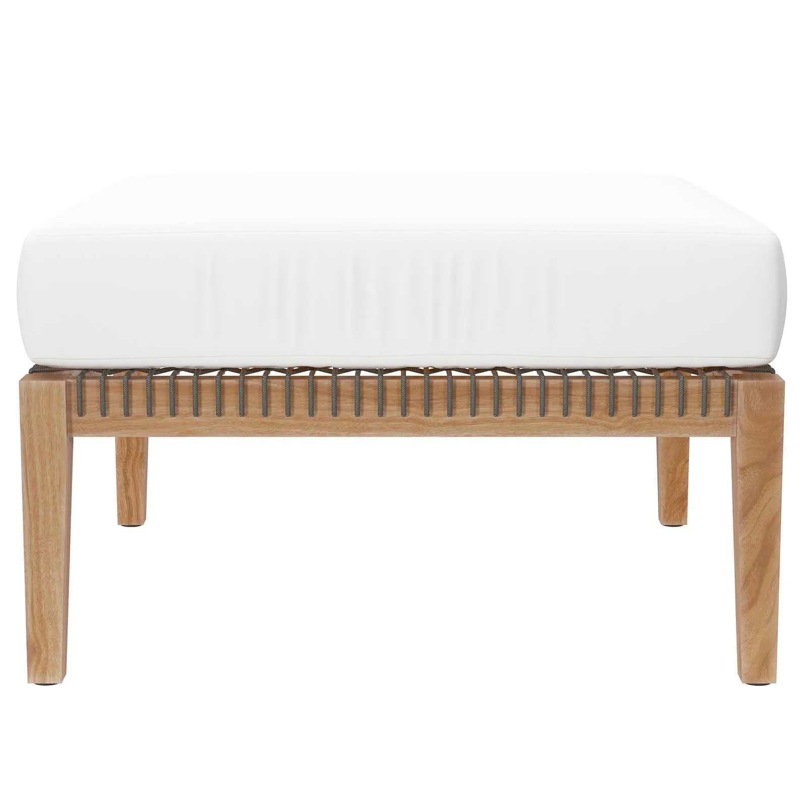 Clearwater Outdoor Patio Teak Wood 4-Piece Sectional Sofa Gray White EEI-6121-GRY-WHI