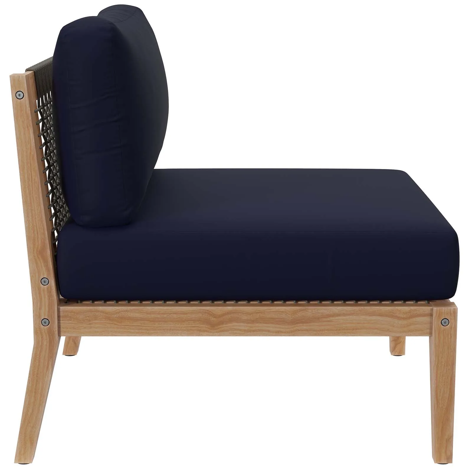 Clearwater Outdoor Patio Teak Wood 5-Piece Sectional Sofa Gray Navy EEI-6123-GRY-NAV