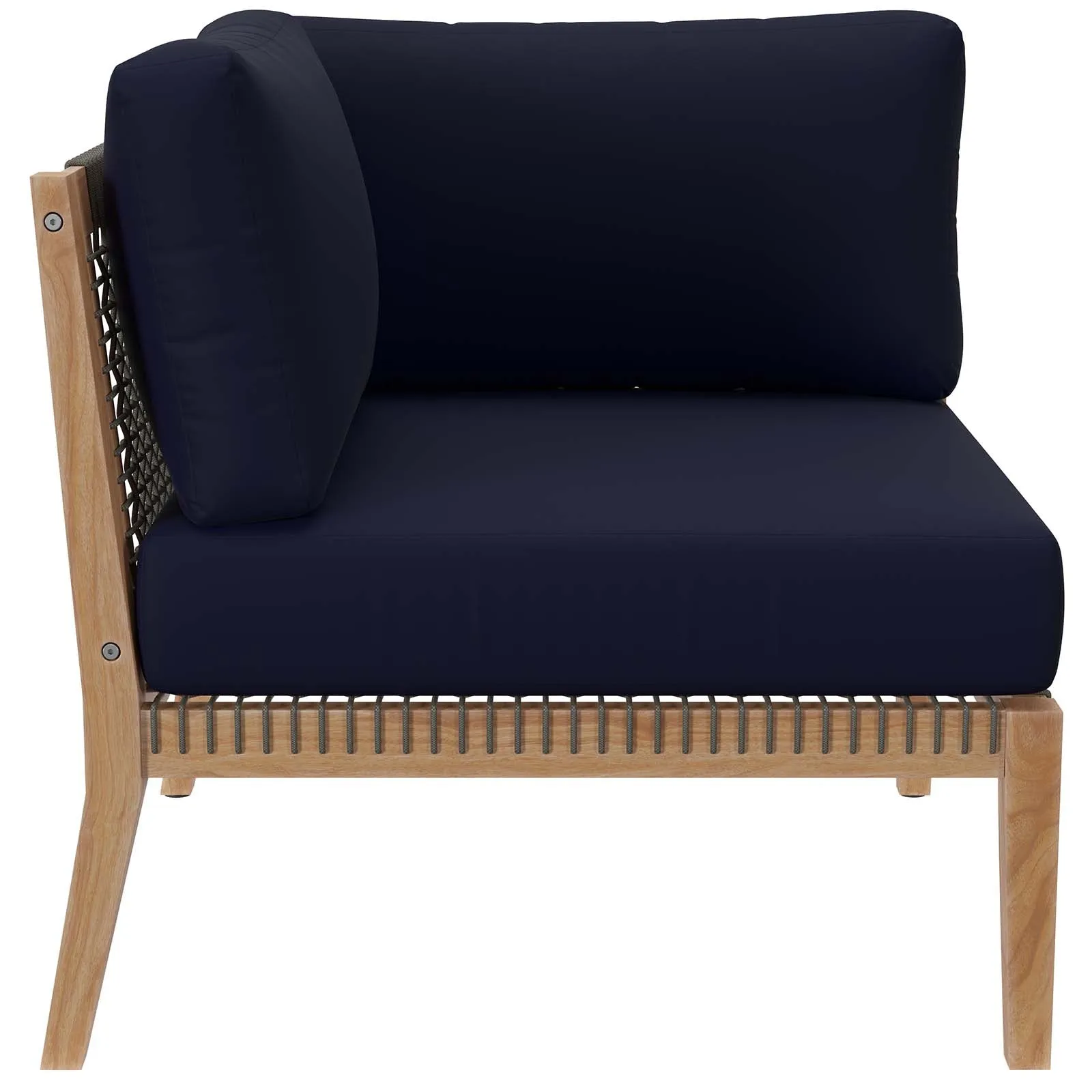 Clearwater Outdoor Patio Teak Wood 5-Piece Sectional Sofa Gray Navy EEI-6123-GRY-NAV