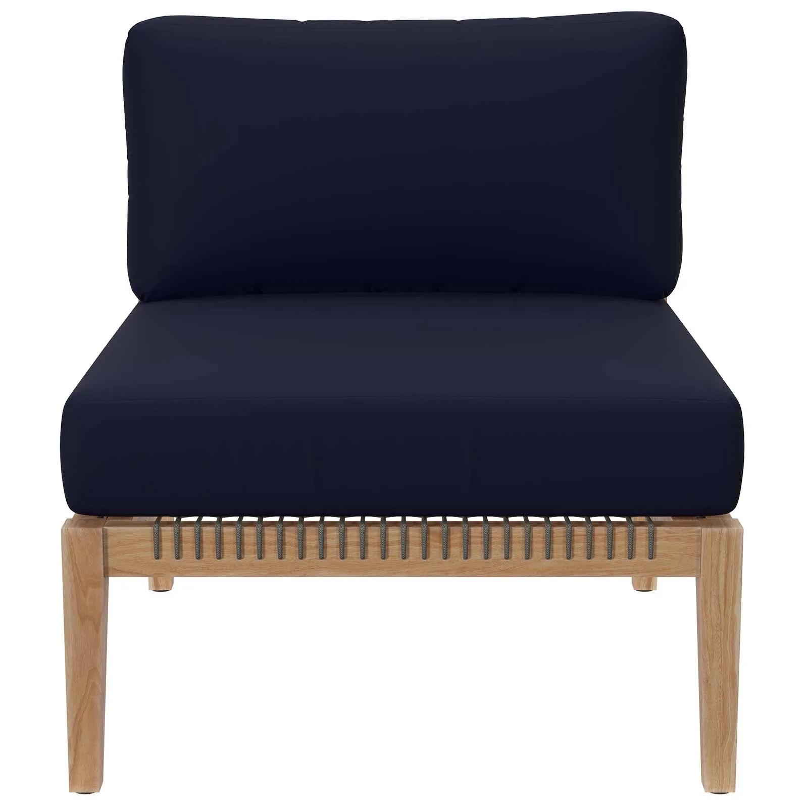 Clearwater Outdoor Patio Teak Wood 5-Piece Sectional Sofa Gray Navy EEI-6123-GRY-NAV