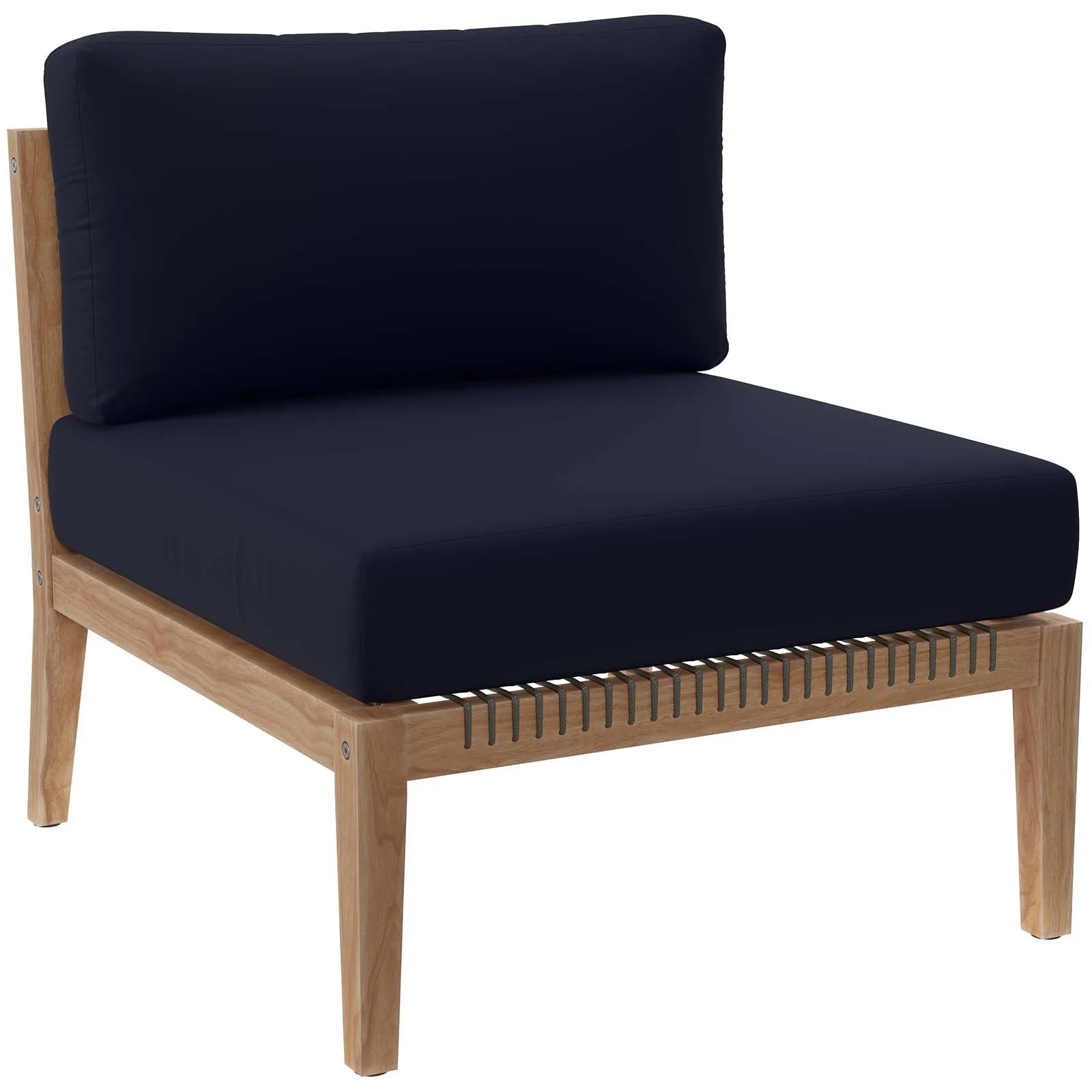Clearwater Outdoor Patio Teak Wood 5-Piece Sectional Sofa Gray Navy EEI-6123-GRY-NAV