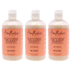 Coconut and Hibiscus Curl Shine Shampoo by Shea Moisture for Unisex - 13 oz Shampoo - Pack of 3