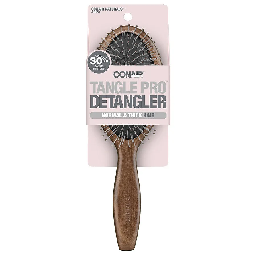 CONAIR - Tangle Pro Detangler Mid-Size Wood Cushion Brush - 1 Count