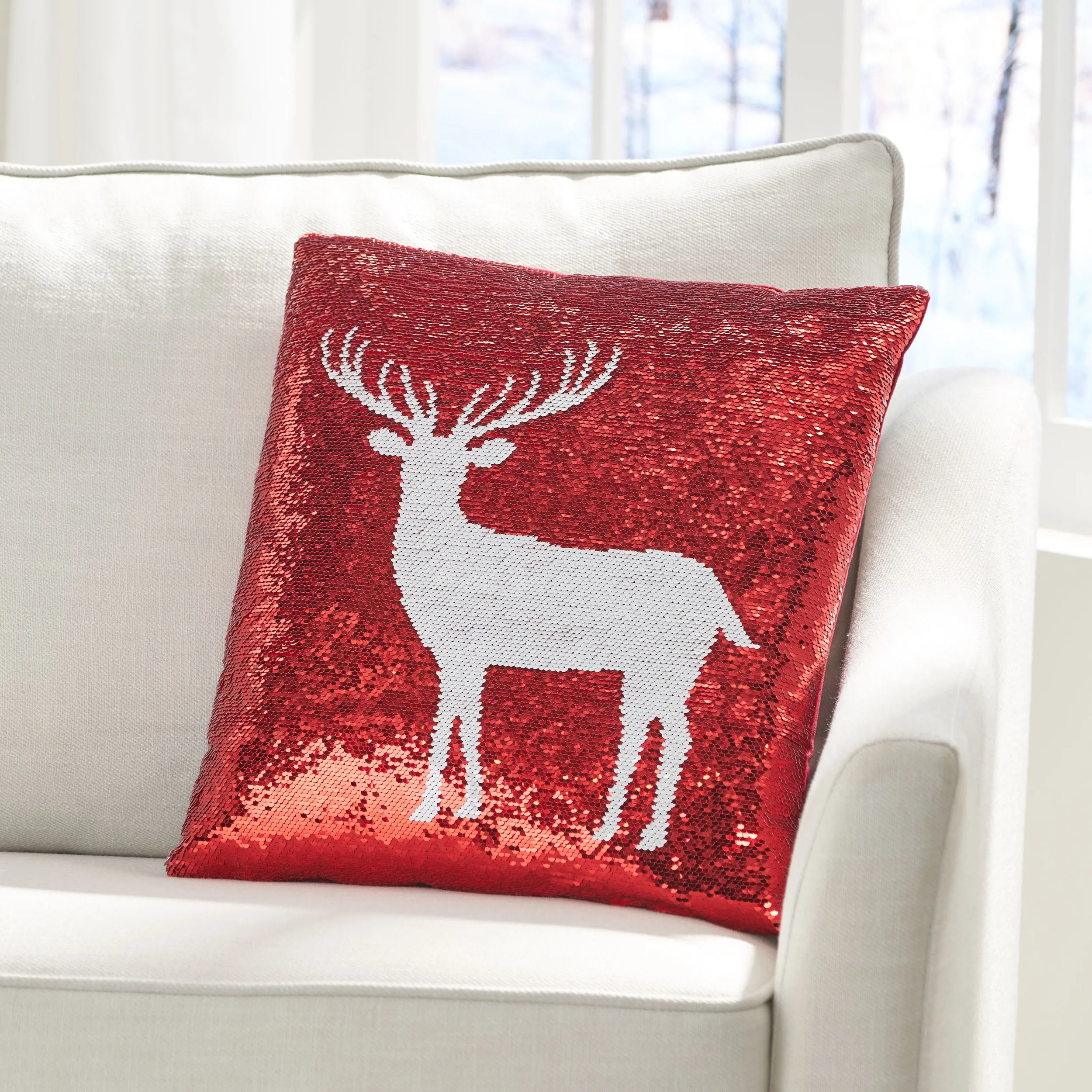 Desota Glam Sequin Christmas Throw Pillow