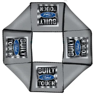 Dog Toy Squeaky Octagon Flyer - BUILT FORD TOUGH Logo3 Gray/Silver Gradient/Blue