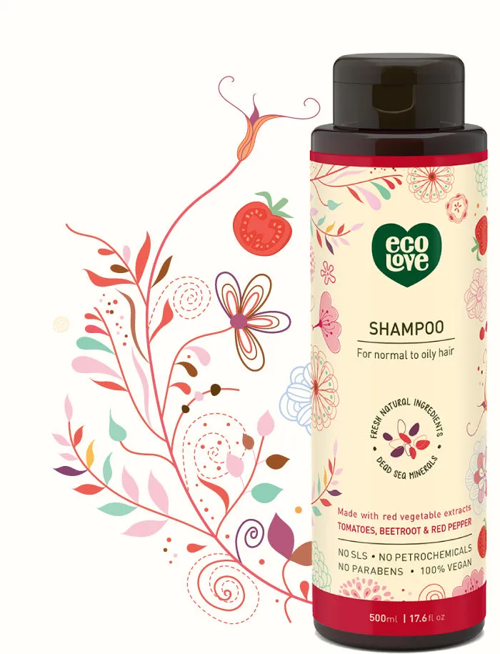 ECOLOVE - Red Collection Shampoo for Normal to Oily Hair - 17.6 fl. oz. (500 ml)