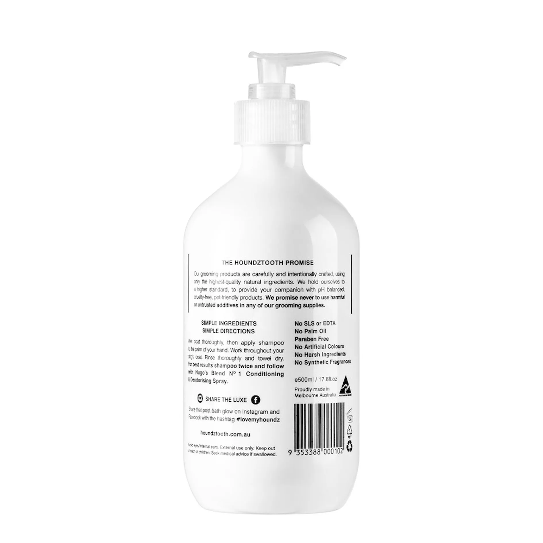 Houndztooth Hugos Blend No.1 Goat Milk Dog Shampoo 500ml