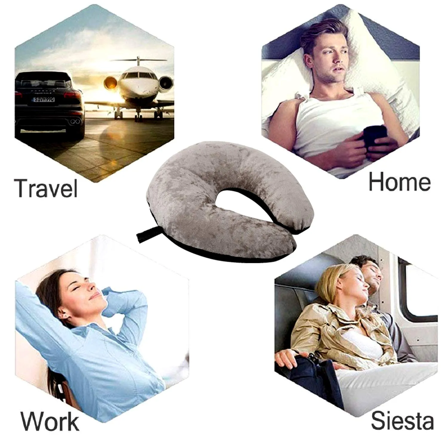 Kuber Industries 2 Pieces Unisex U-Shaped 100 Percent Pure Memory Foam Soft Cushions Neck Rest Pillow for Travel, Car, Train, Flight, Bus (Purple & Green)-CTKTC039217