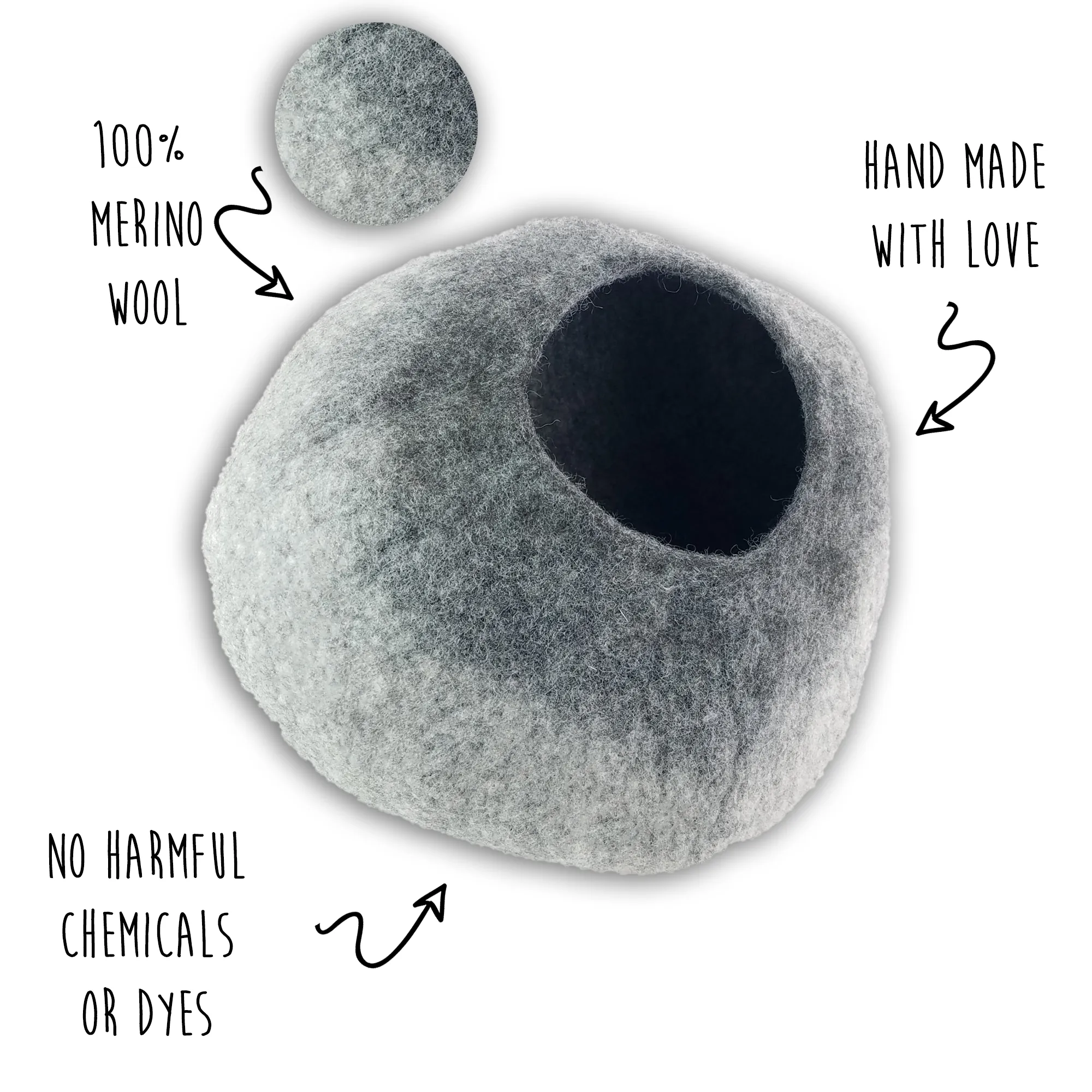 Light Gray / Dark Gray Cat Cave | Pet Bed