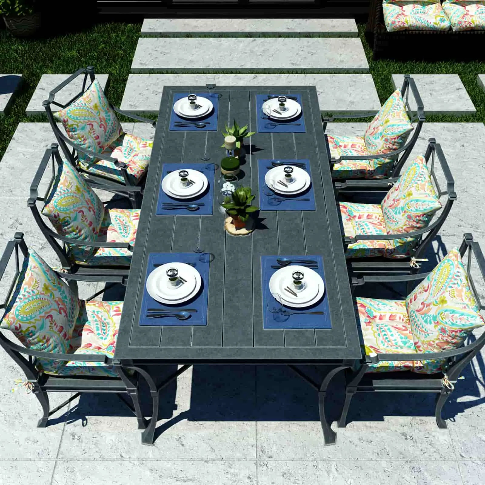 LVTXIII Outdoor U-Shape Tufted Seat Cushions 19”x19”x5” Pretty Paisley （Set of 2）
