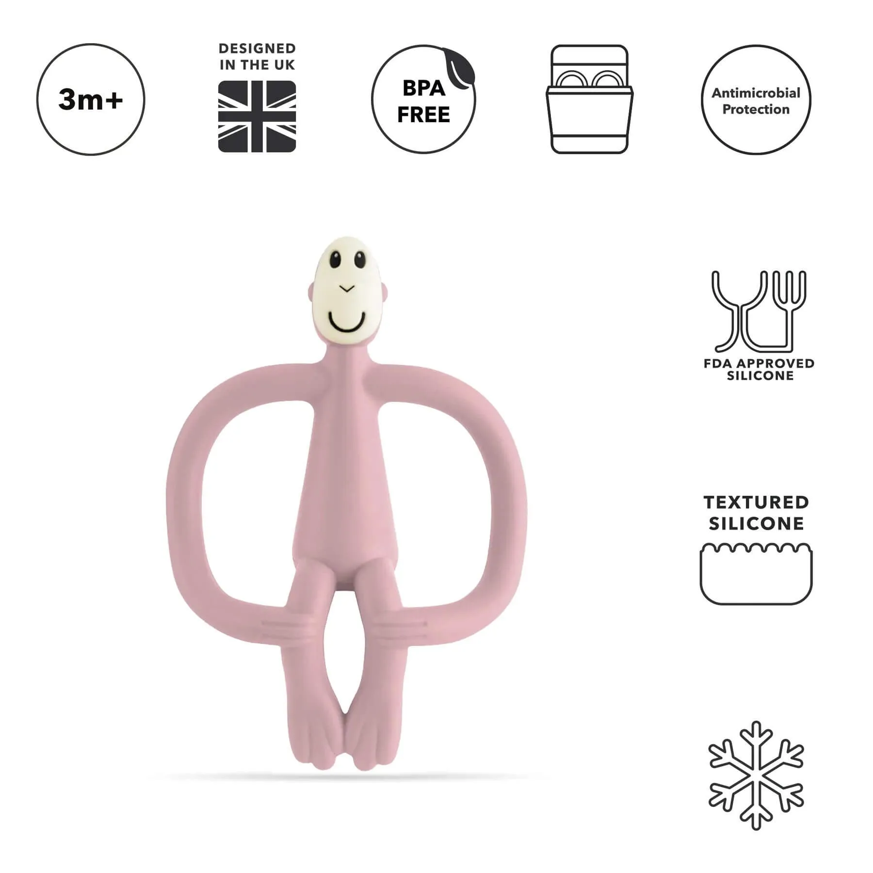 Matchstick Monkey Original Teething Toy (Dusty Pink)
