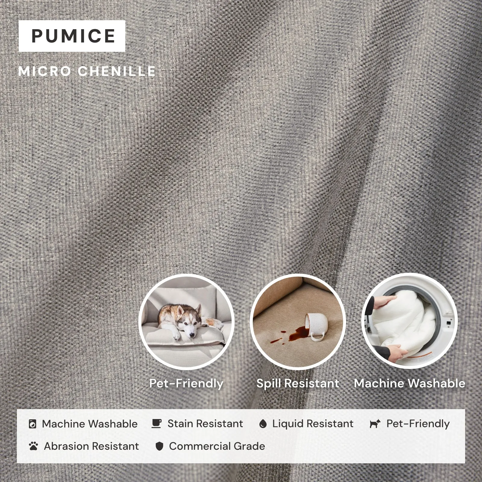 Modular Washable 6-Seater U-Sectional   Ottoman in Pumice | Memorix  Seat | Cloud Pillow