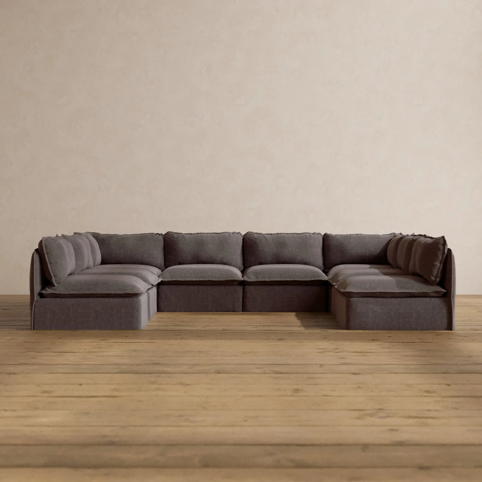 Modular Washable 8-Seater Open-Ends U-Sectional in Caviar | Memorix  Seat | Cloud Pillow