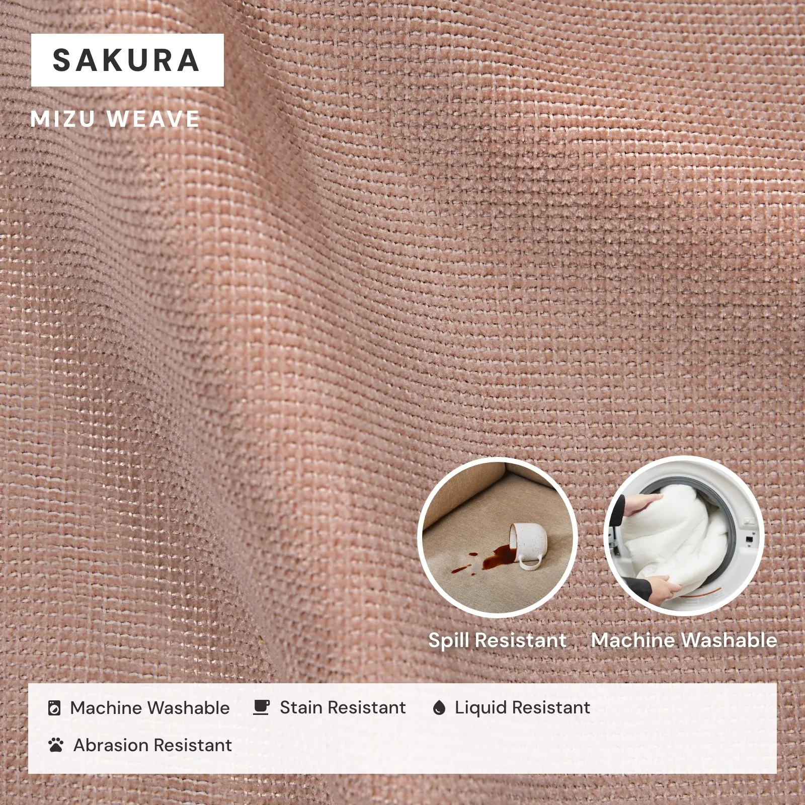 Modular Washable 8-Seater Open-Ends U-Sectional   Ottoman in Sakura | Memorix  Seat | Cloud Pillow