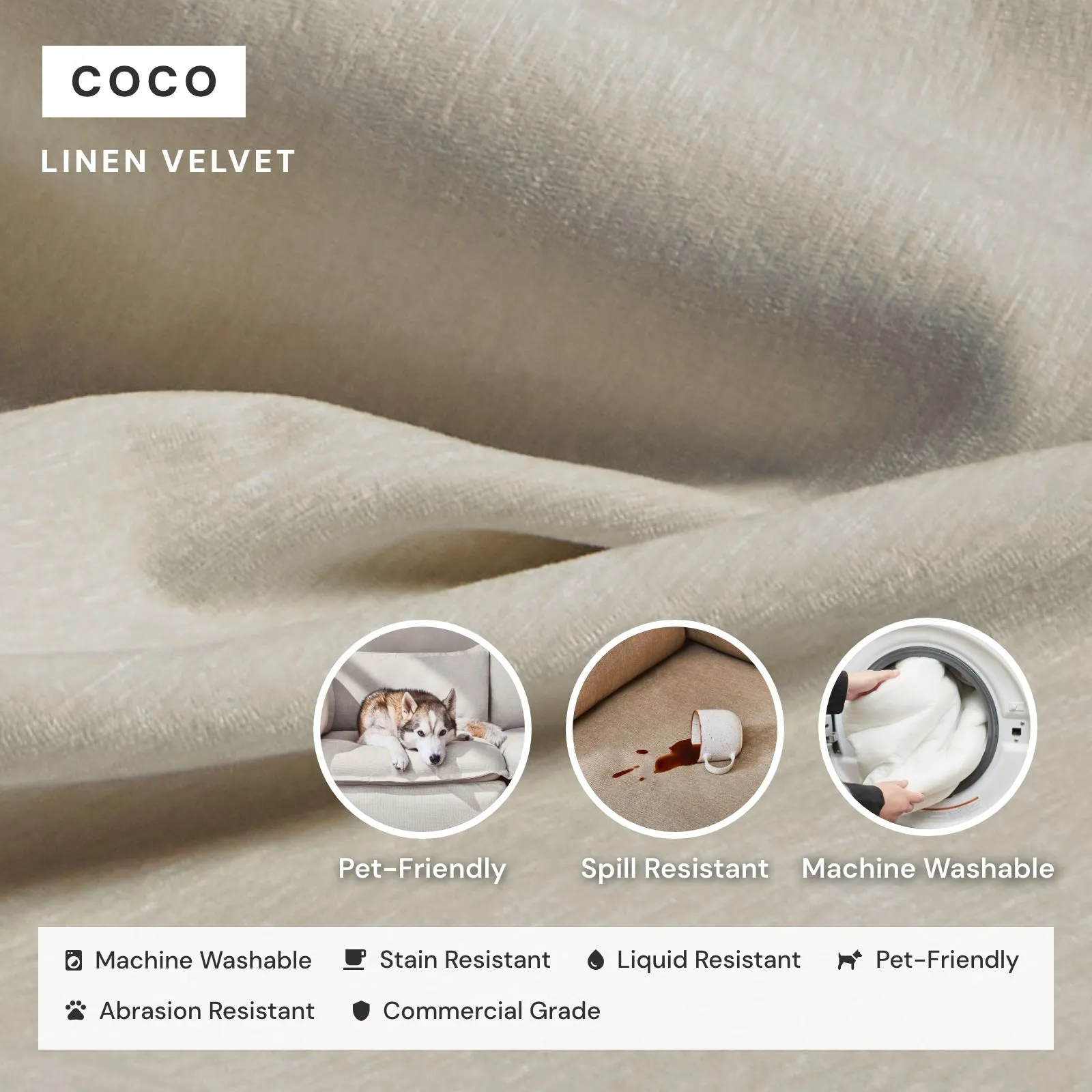 Modular Washable 8-Seater U-Sectional   Ottoman in Coco | Memorix  Seat | Cloud Pillow