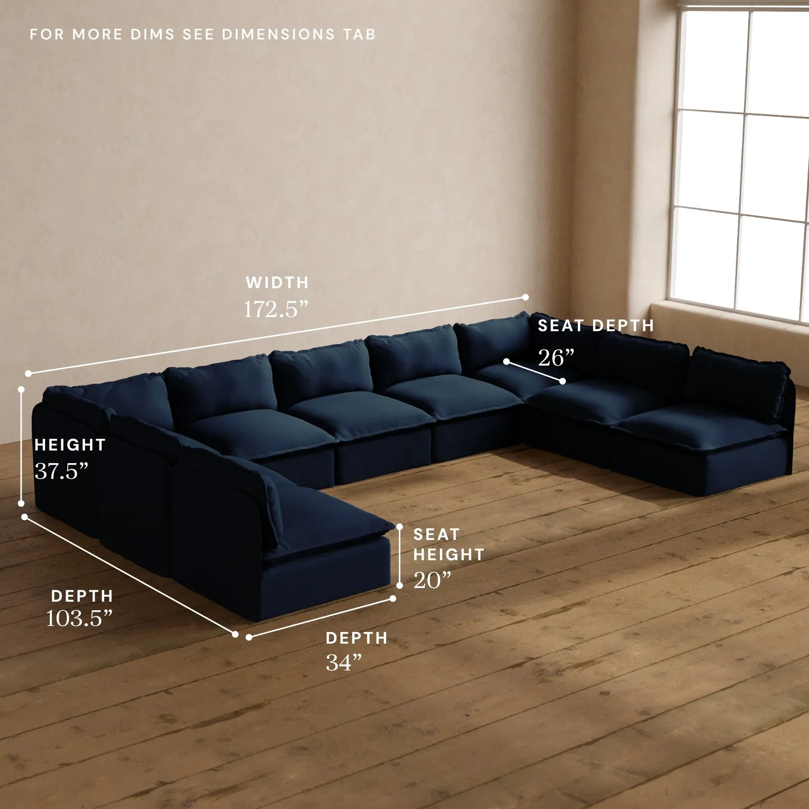 Modular Washable 9-Seater Open-Ends U-Sectional in Sumi | Memorix  Seat | Cloud Pillow
