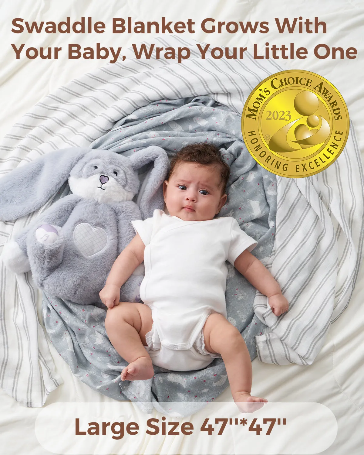 Momcozy Softness Swaddle Blankets -  Lovely Rabbit (2 Pack)