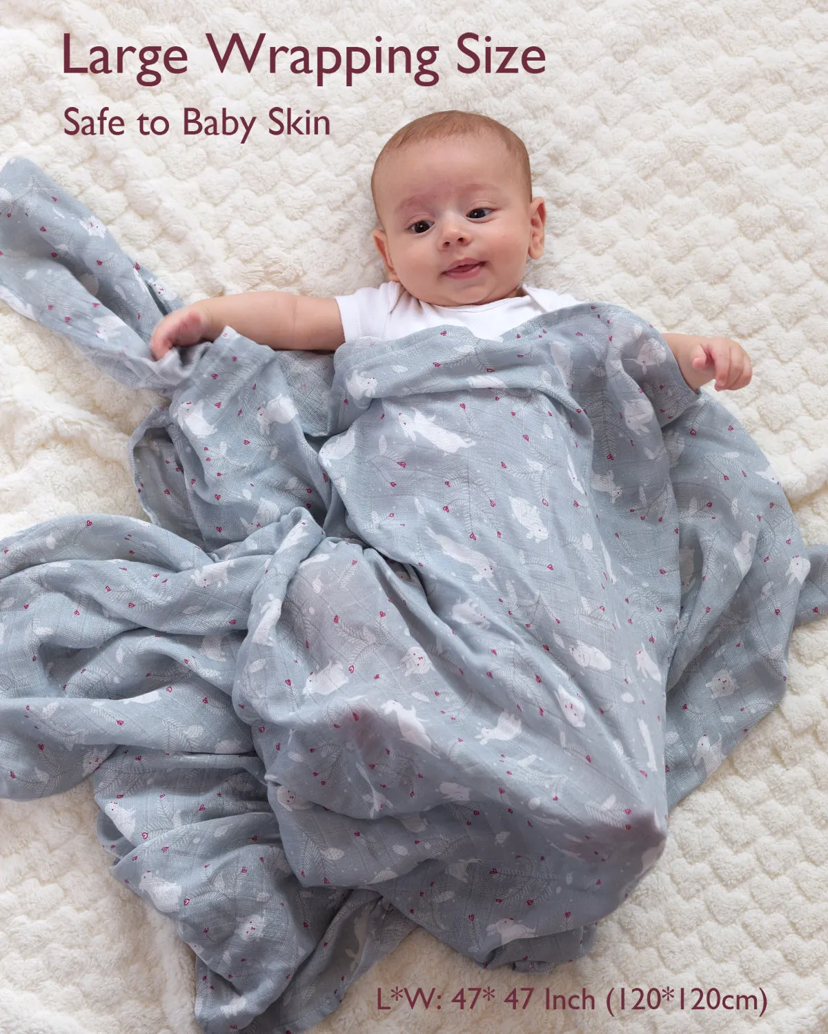Momcozy Softness Swaddle Blankets -  Lovely Rabbit (4 Pack)