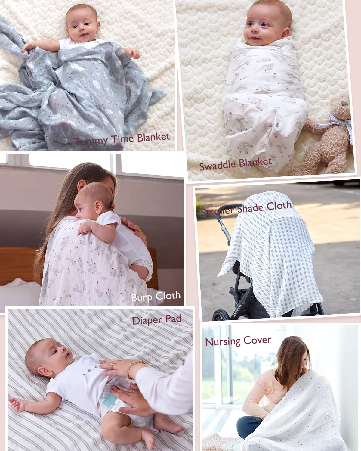 Momcozy Softness Swaddle Blankets -  Lovely Rabbit (4 Pack)