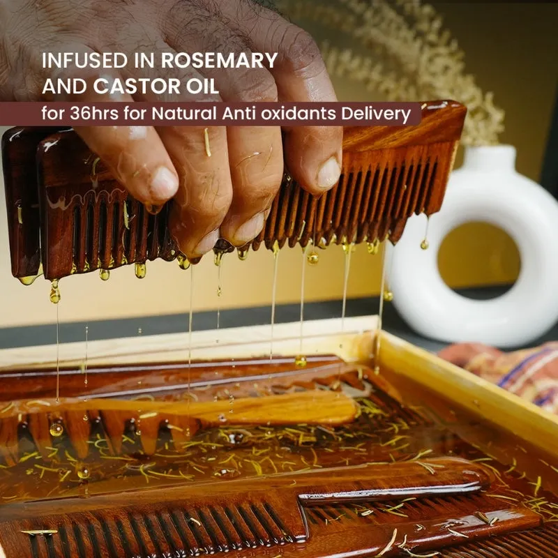 Organic B Wide Tooth Rosewood Comb | Rosewood Hair Comb for Women & Men | Hair Growth | Anti Dandruff | Detangling Comb Pack of 1