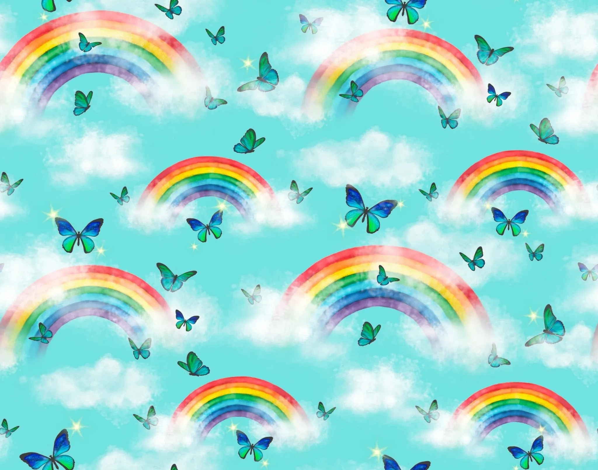 Over the Rainbow & Butterflies Swaddling Blanket