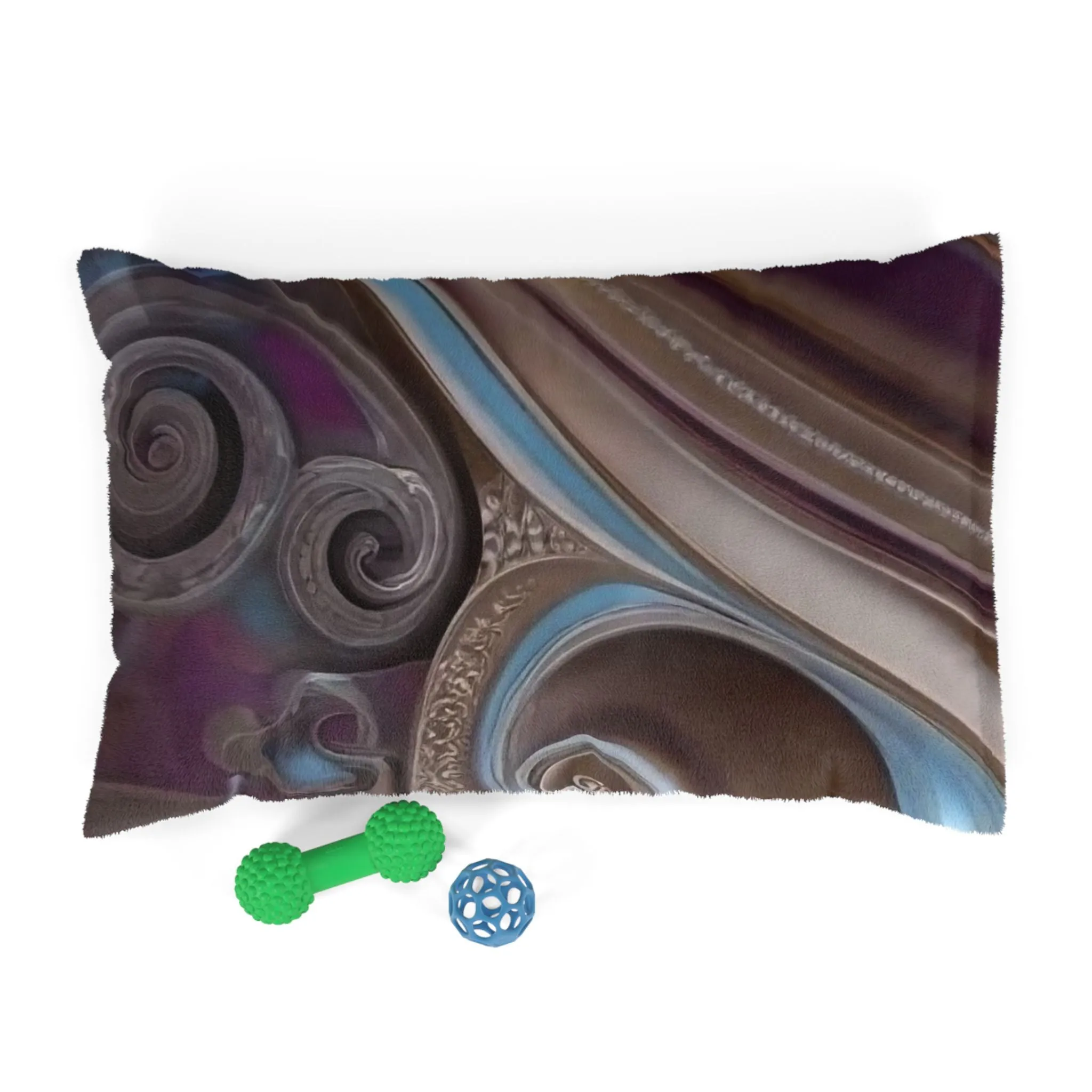 Pet Bed- Chocolate, Blue, Cream