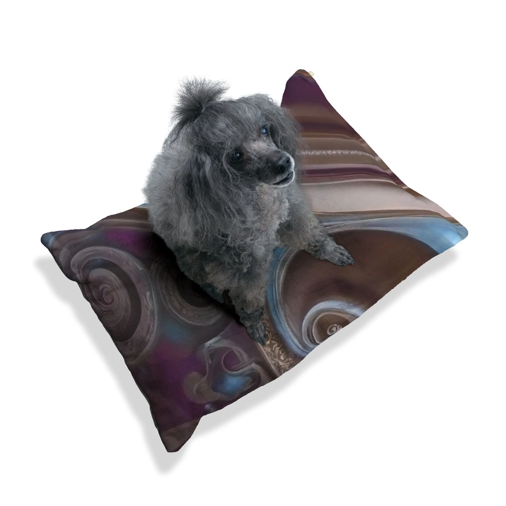 Pet Bed- Chocolate, Blue, Cream