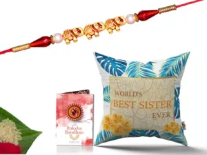 Pillow Rakhi for Brother with Gift - Rakhi with Rakhi Cushion with Filler Greeting Card- Rakhi for Brother, Gifts for Brother, Gifts for Rakhi, Gifts for Rakshabandhan Rakhi Gifts-CH-SIS-14-PE