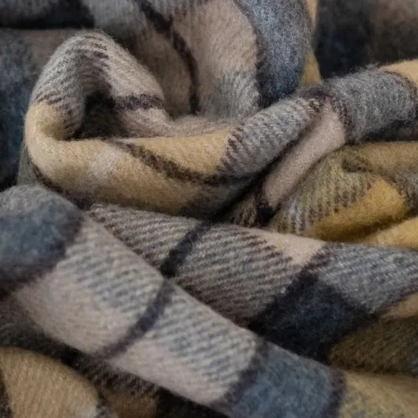 Recycled Wool Large Pet Blanket - Natural Tartan
