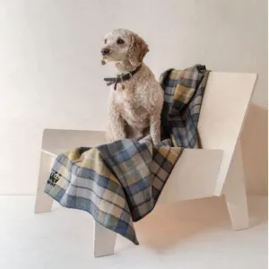 Recycled Wool Large Pet Blanket - Natural Tartan