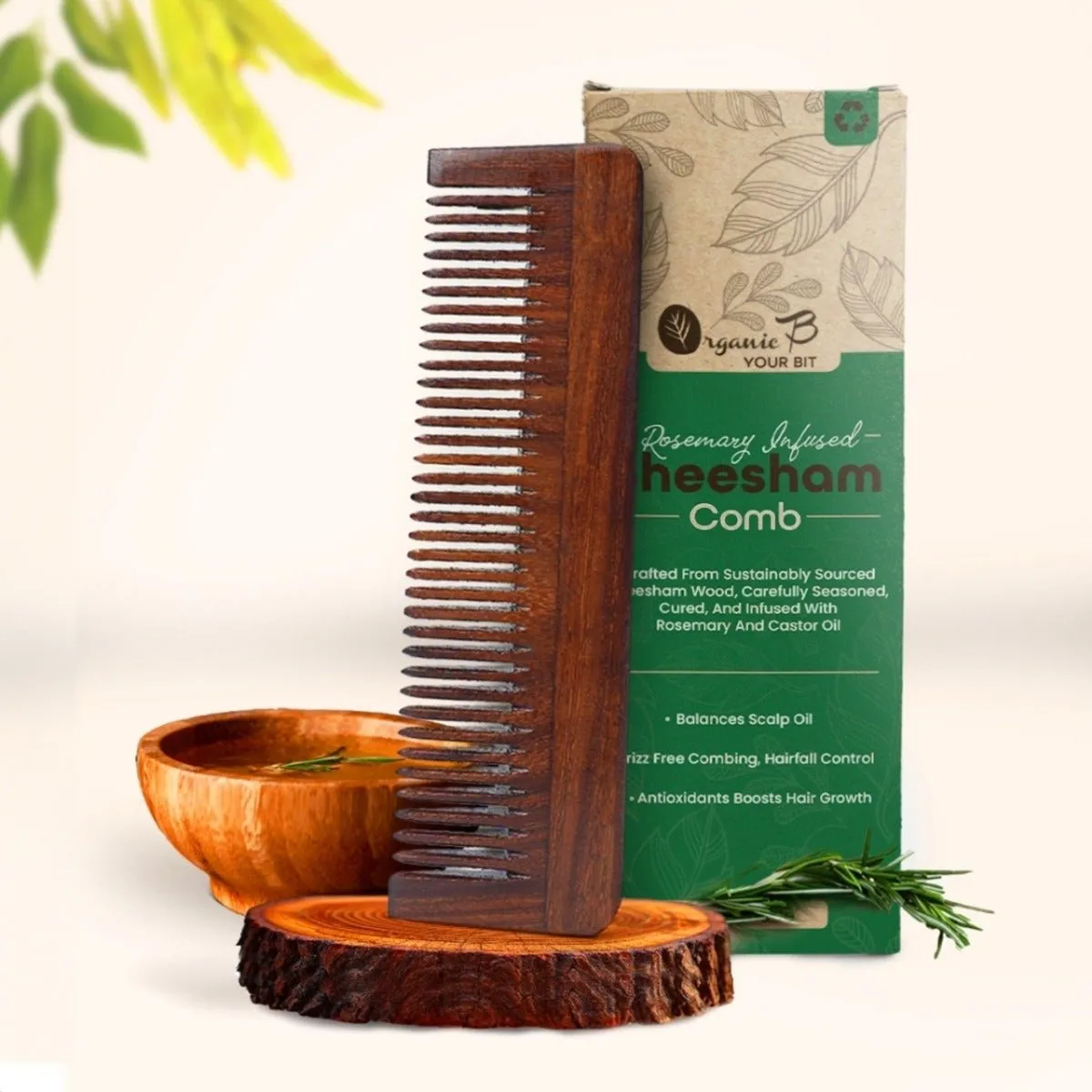 Rosewood Wide Tooth Long Comb for Hair Growth