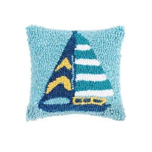 Sailboat Stripe Hooked Mini Pillow