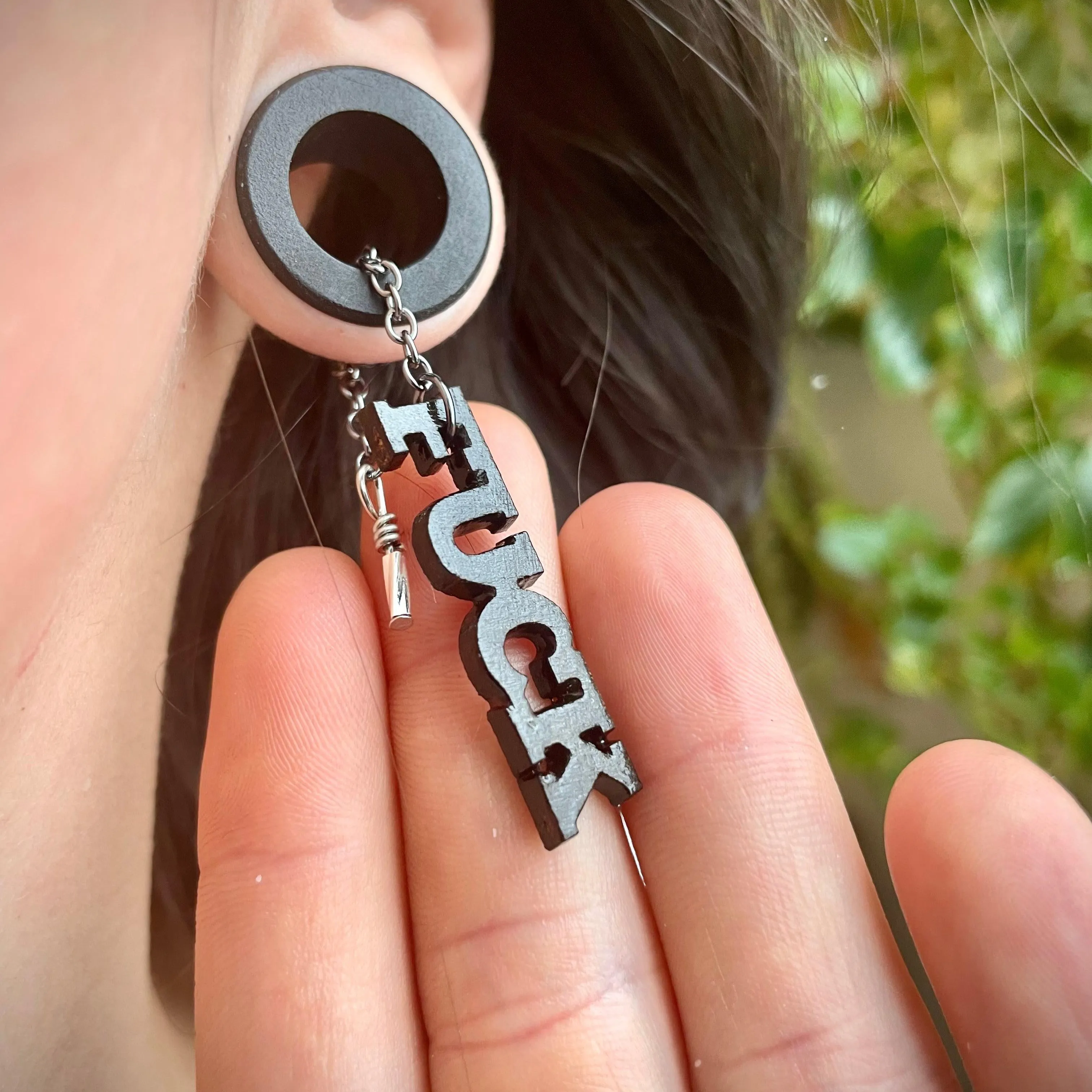 Say What You Want- Personalized Word Dangles with ECJ Magnetic Dangle Tunnels- Wood & Stone Gauges